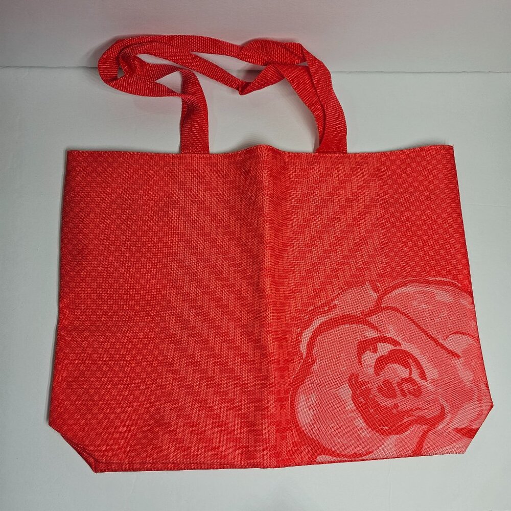 Lancome Coral Orange w/Rose to Blue Reversible Travel Shopper Tote Bag NEW